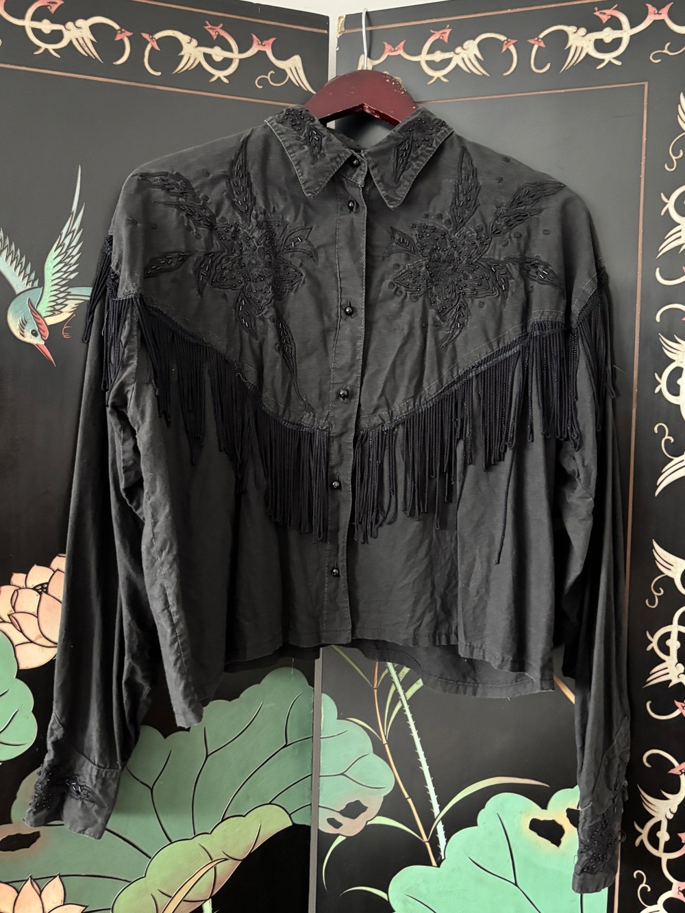 Vintage western fringe embroidered blouse.